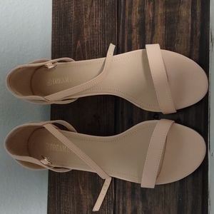 Low heel, nude shoes size 10